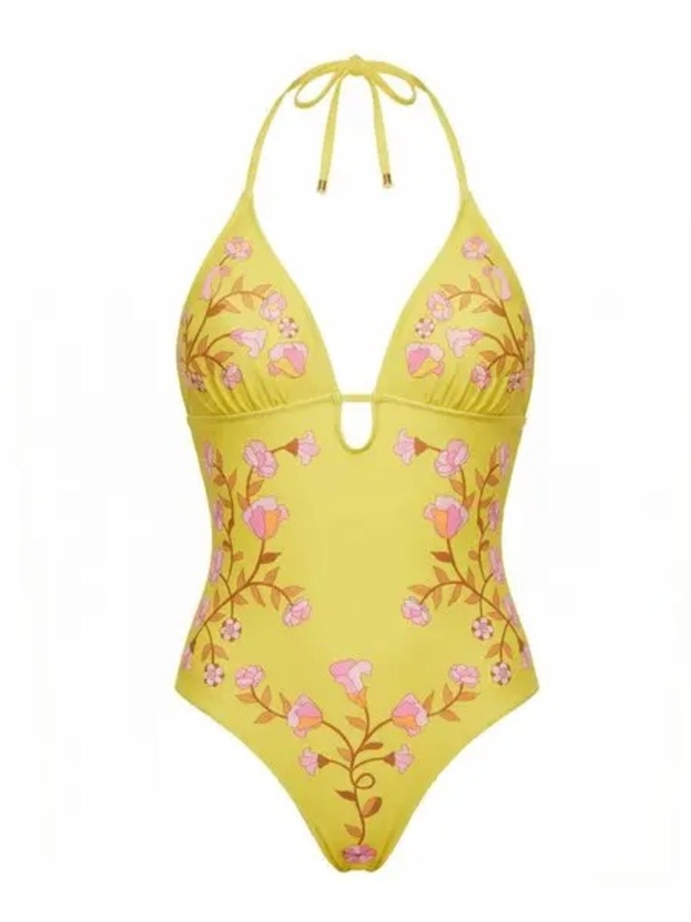 New Jessie Zhao New York Floral Print Reversible Swimsuit White/Yellow Large